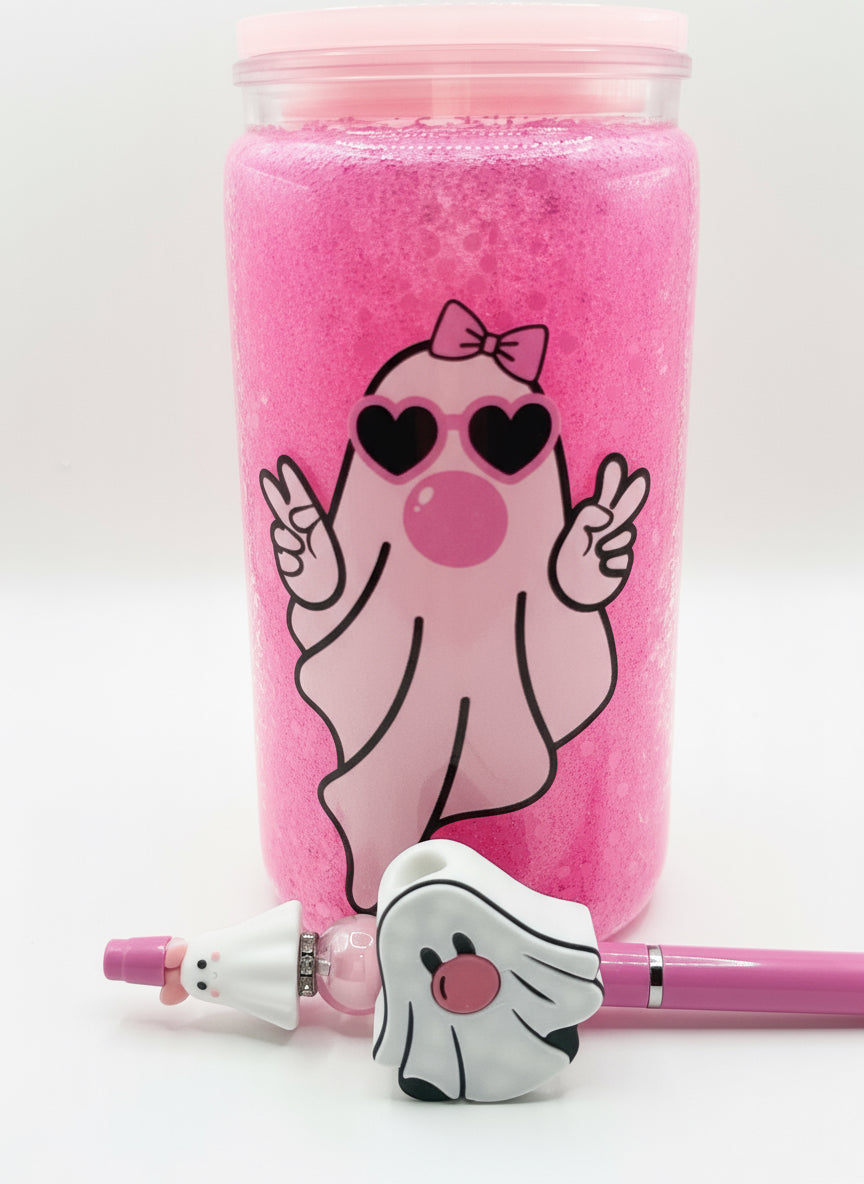 GHOST BUBBLE ACRYLIC 16OZ SNOW GLOBE TUMBLER