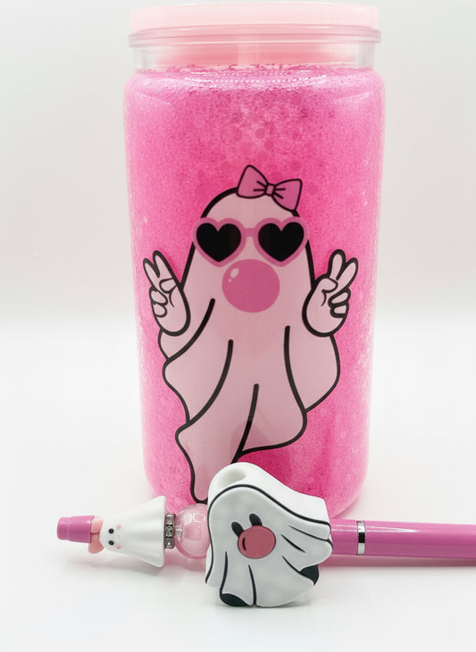 GHOST BUBBLE ACRYLIC 16OZ SNOW GLOBE TUMBLER