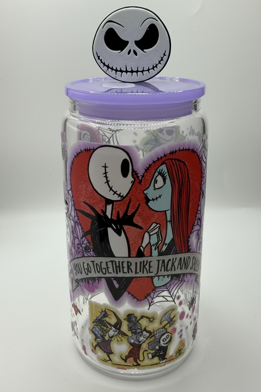 Jack and Sally glass cup