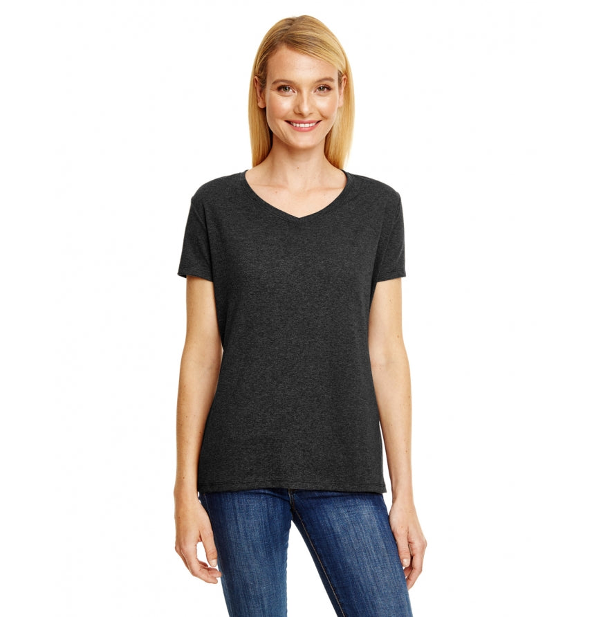 V NECK TEE Sol Black Trblnd
